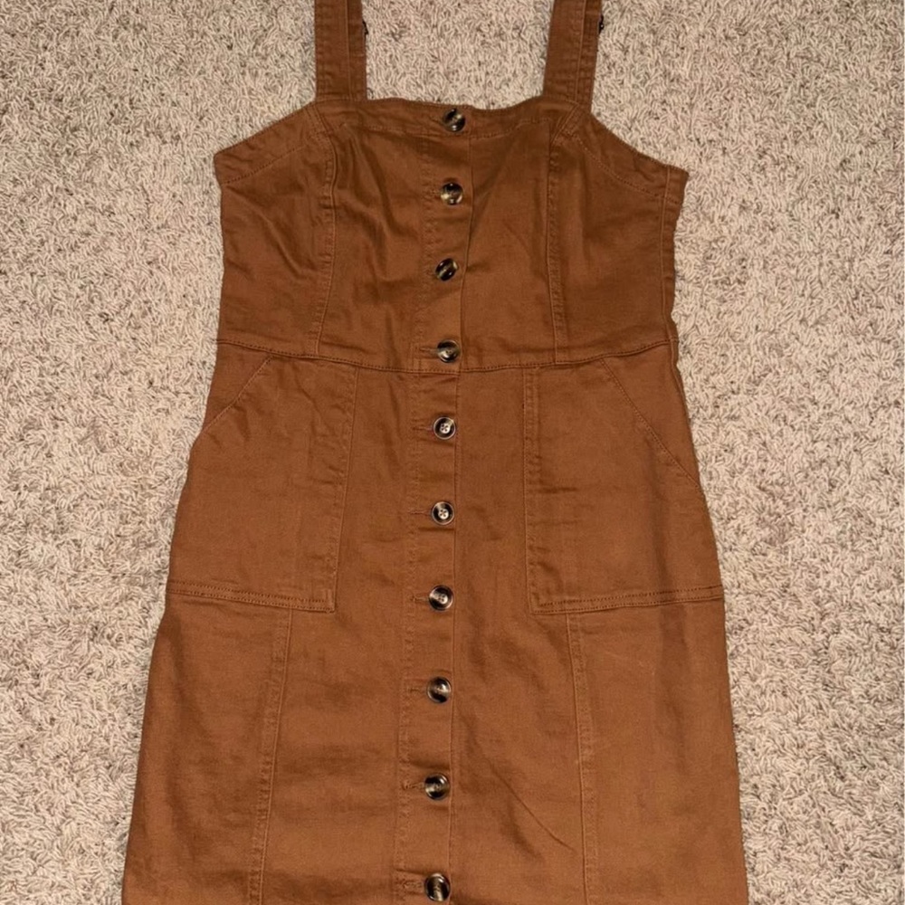 Altar'd State Brown Button-Front Mini Dress